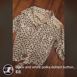 Black and white polka dotted bottom up shirt